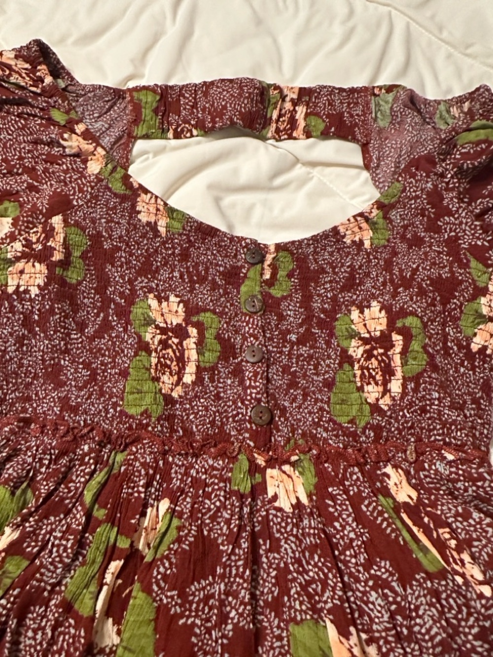 Free People Summer Picnic Printed Mini Dress - NWOT - Size L - Picture 7 of 16